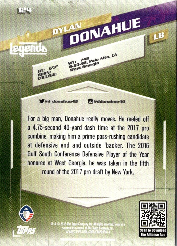 2019 Topps AAF Dylan Donahue