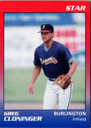 1989 Star Burlington Braves Greg Cloninger