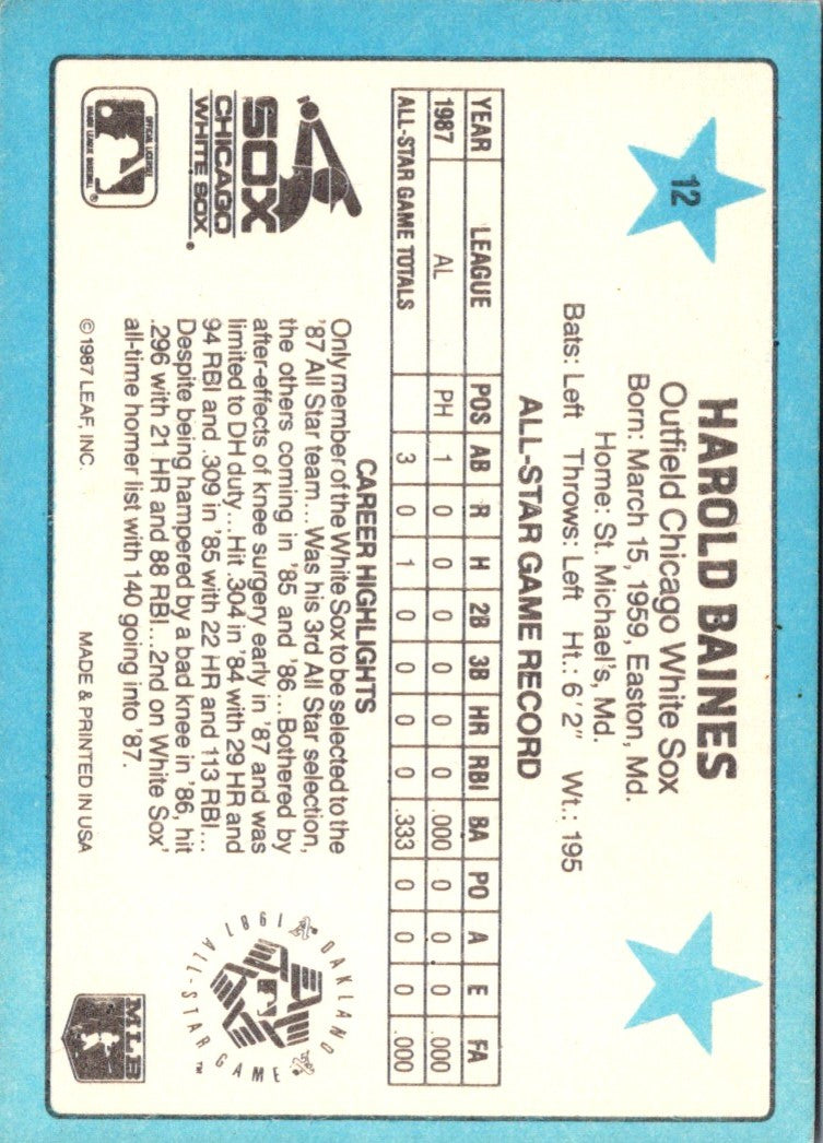 1988 Donruss All-Stars Harold Baines