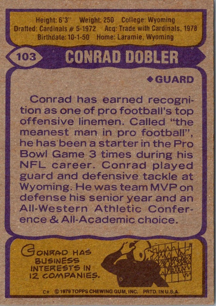 1979 Topps Cream Colored Back Conrad Dobler