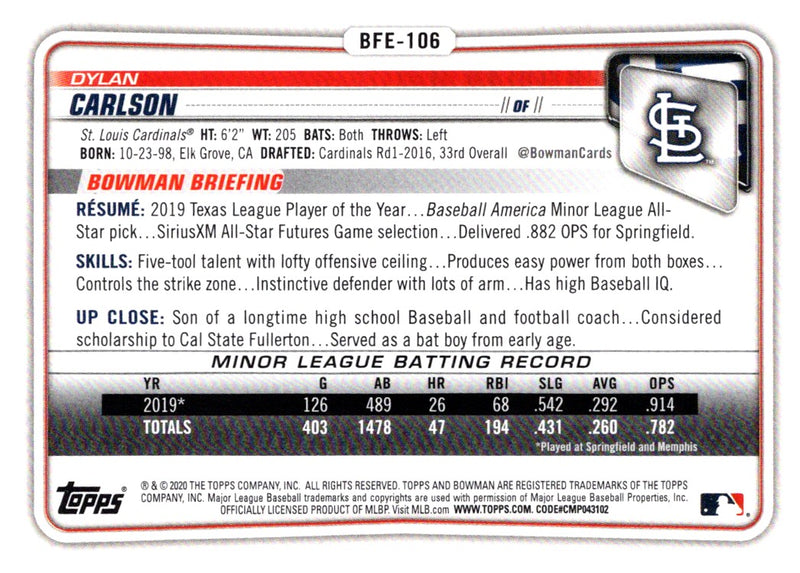 2020 Bowman 1st Edition Dylan Carlson