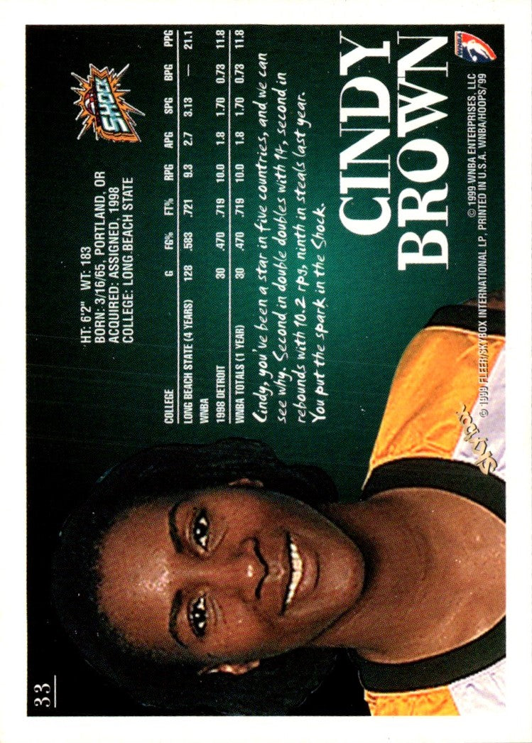 1999 Hoops WNBA Cindy Brown