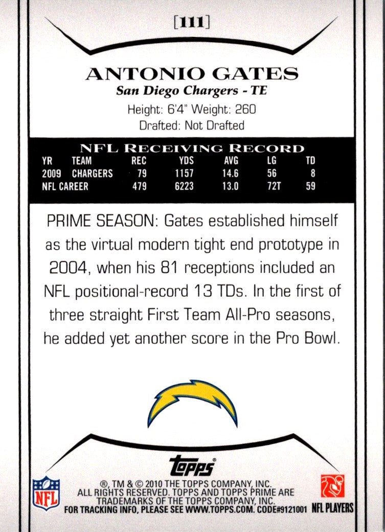 2010 Topps Prime Antonio Gates