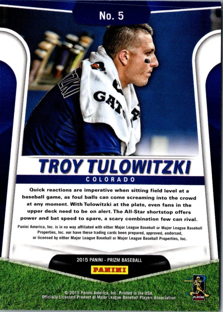 2015 Panini Prizm Field Pass Troy Tulowitzki