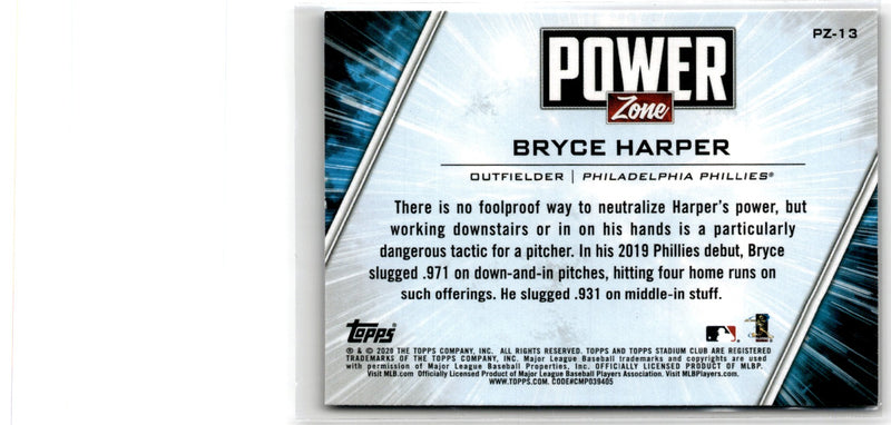 2020 Stadium Club Power Zone Bryce Harper