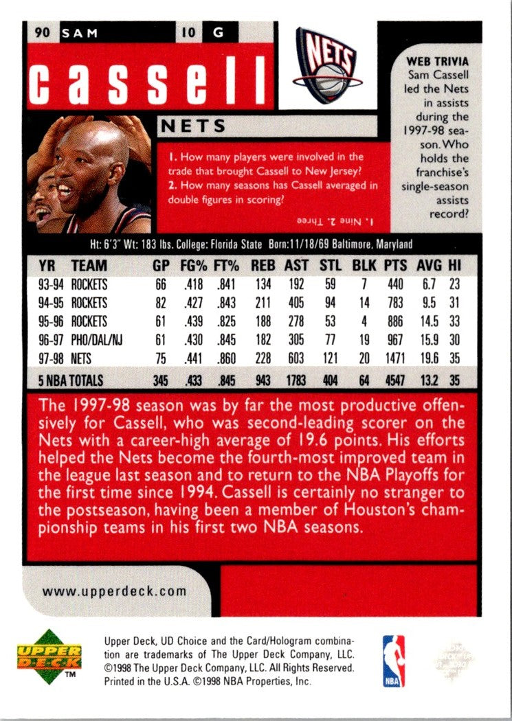 1998 Upper Deck Sam Cassell