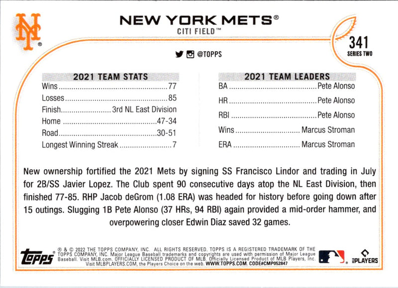 2022 Topps New York Mets