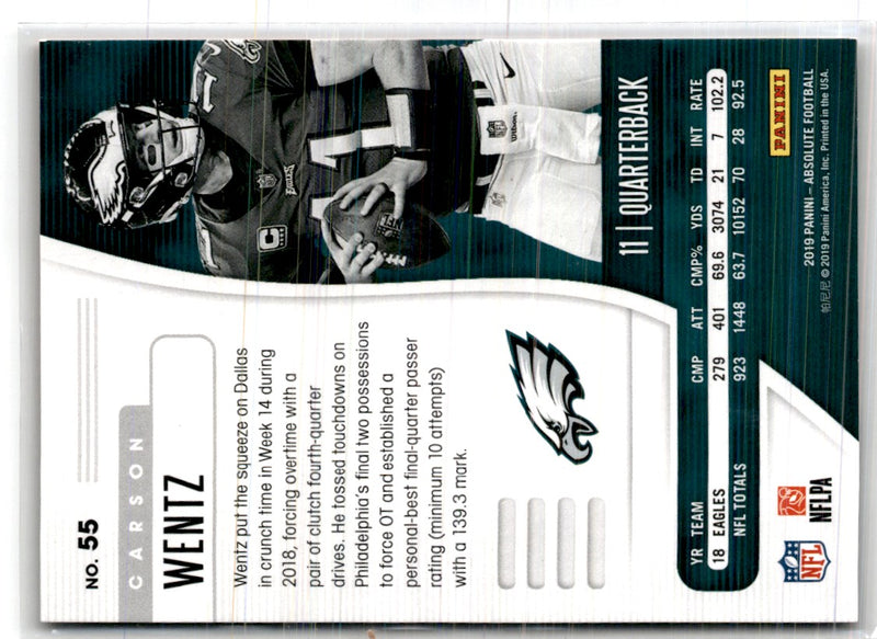 2019 Panini Absolute Red Carson Wentz