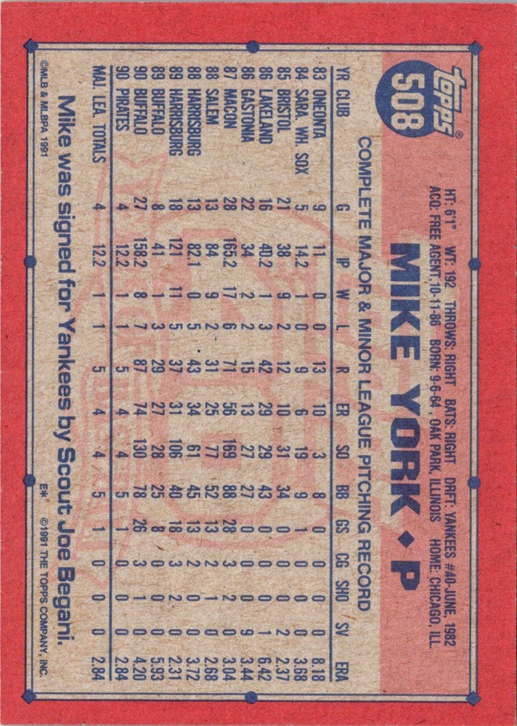 1991 Topps Mike York