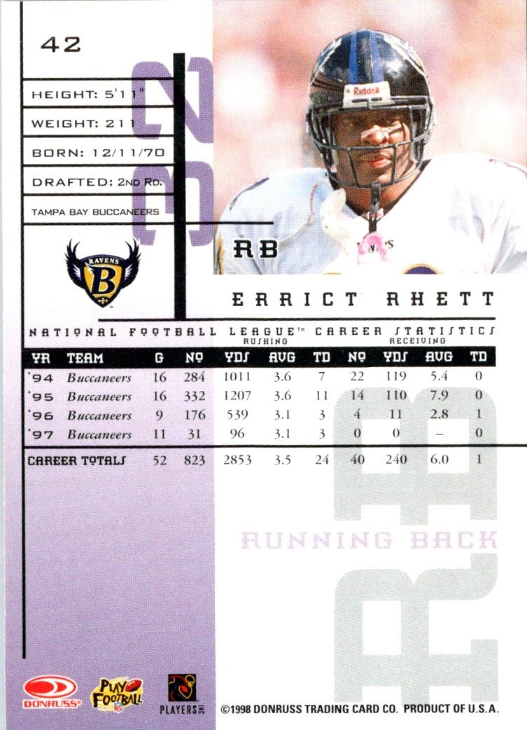 1998 Leaf Rookies & Stars True Blue Errict Rhett