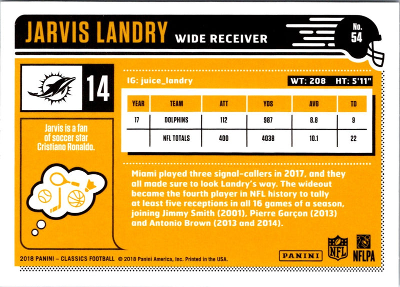 2018 Panini Classics Jarvis Landry