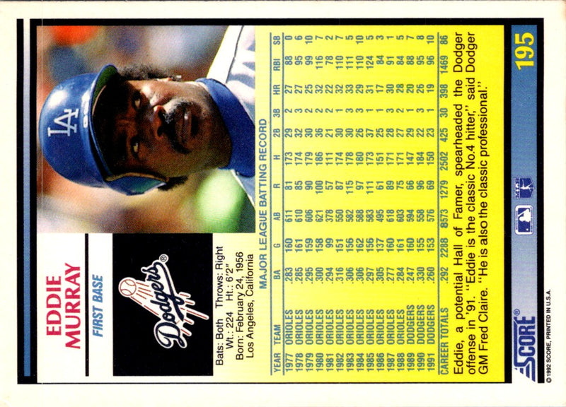 1992 Score Eddie Murray