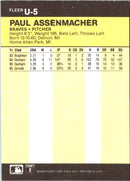 1986 Fleer Update Paul Assenmacher