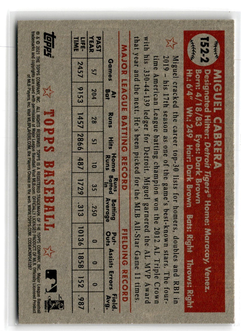 2021 Topps 1952 Redux Miguel Cabrera