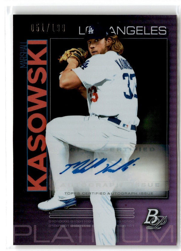 2020 Bowman Platinum Top Prospect Autographs Purple Marshall Kasowski #TOP-96 Autograph 051/199