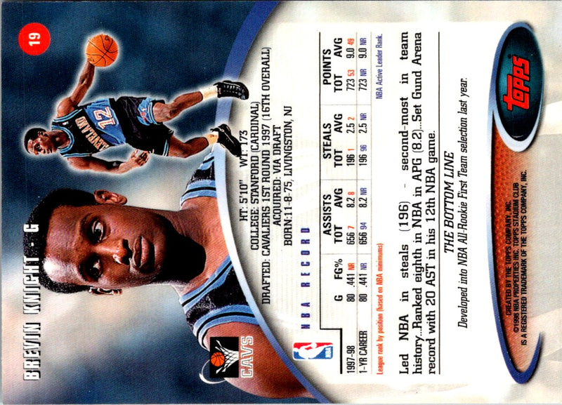 1998 Stadium Club Brevin Knight
