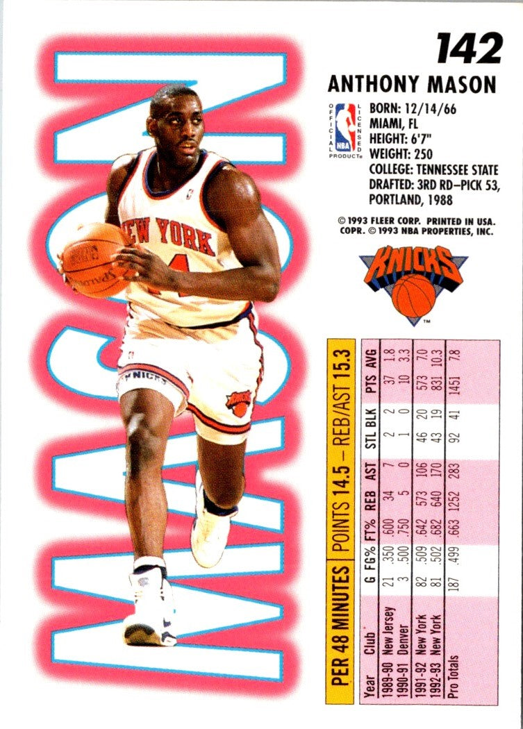1993 Fleer Anthony Mason