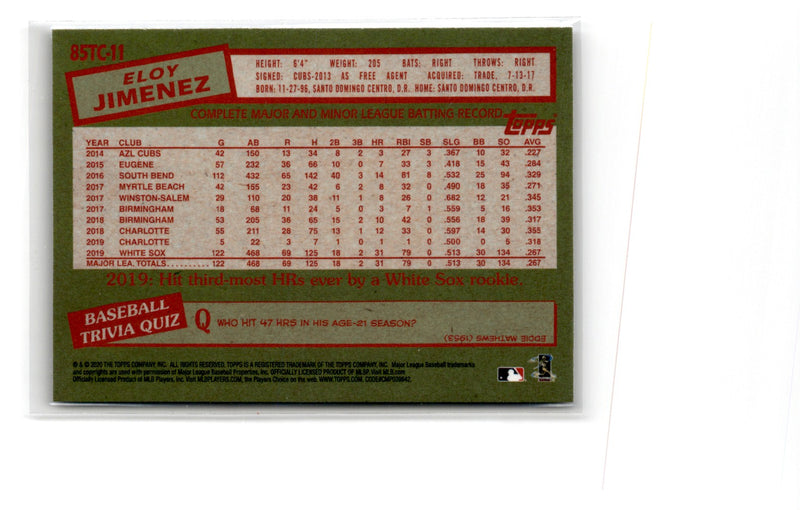 2020 Topps Chrome 1985 Baseball Eloy Jimenez