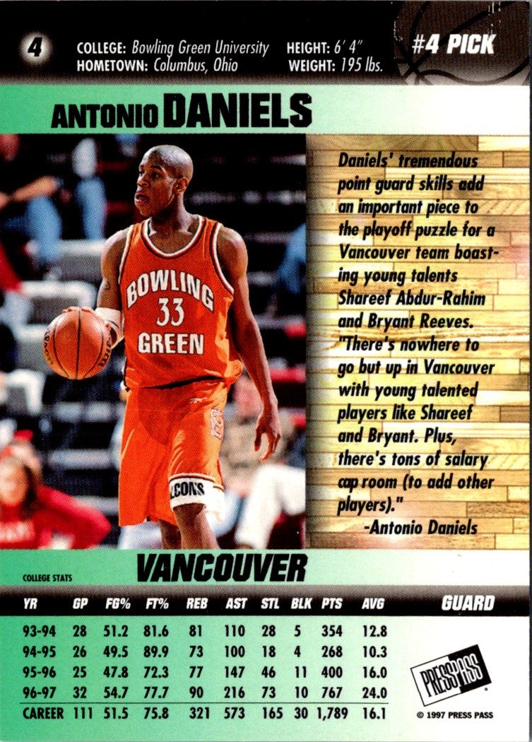 1997 Press Pass Double Threat Antonio Daniels