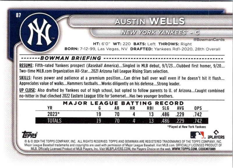 2024 Bowman Austin Wells