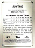 2022 Bowman Platinum Shane Baz #76 Rookie