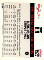 1992 Kellogg's Raisin Bran College Basketball Greats Mark Macon #16