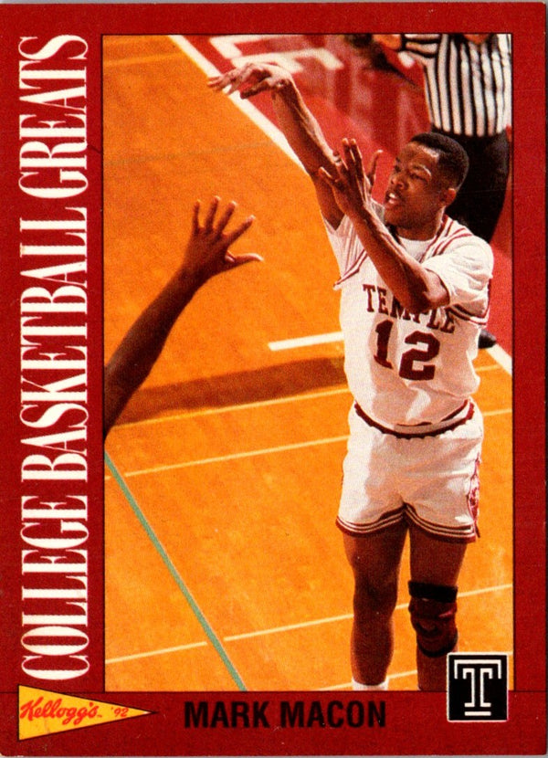 1992 Kellogg's Raisin Bran College Basketball Greats Mark Macon #16