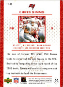 2003 Upper Deck MVP Talk of the Town Chris Simms