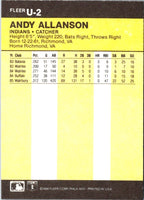 1986 Fleer Update Andy Allanson #U-2