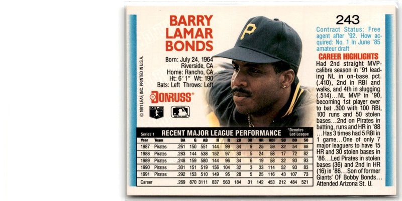 1992 Donruss Barry Bonds