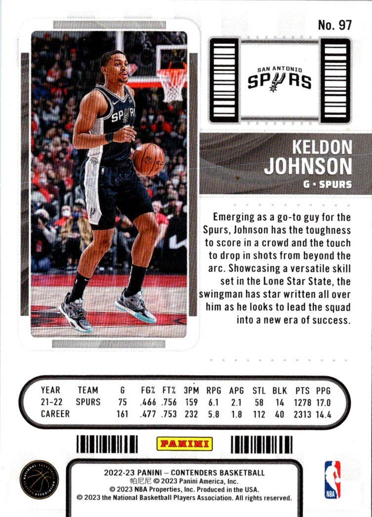 2022 Panini Contenders Season Ticket Keldon Johnson