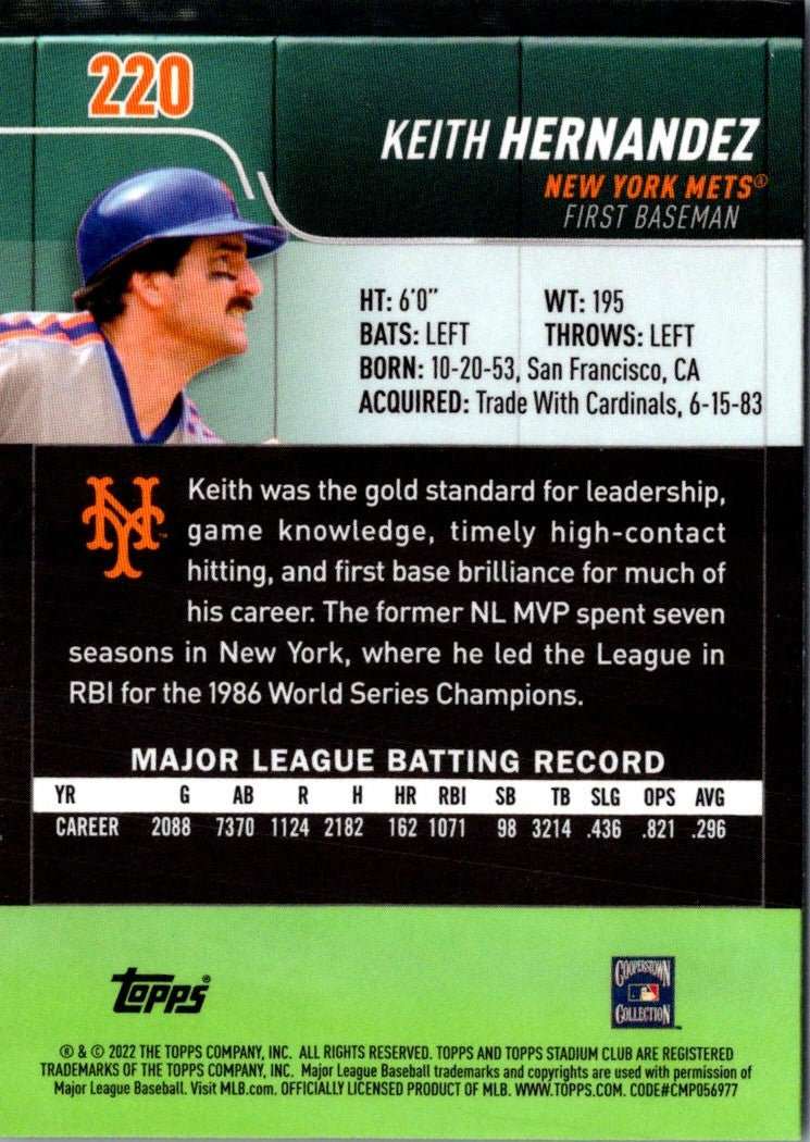 2022 Topps Stadium Club Keith Hernandez