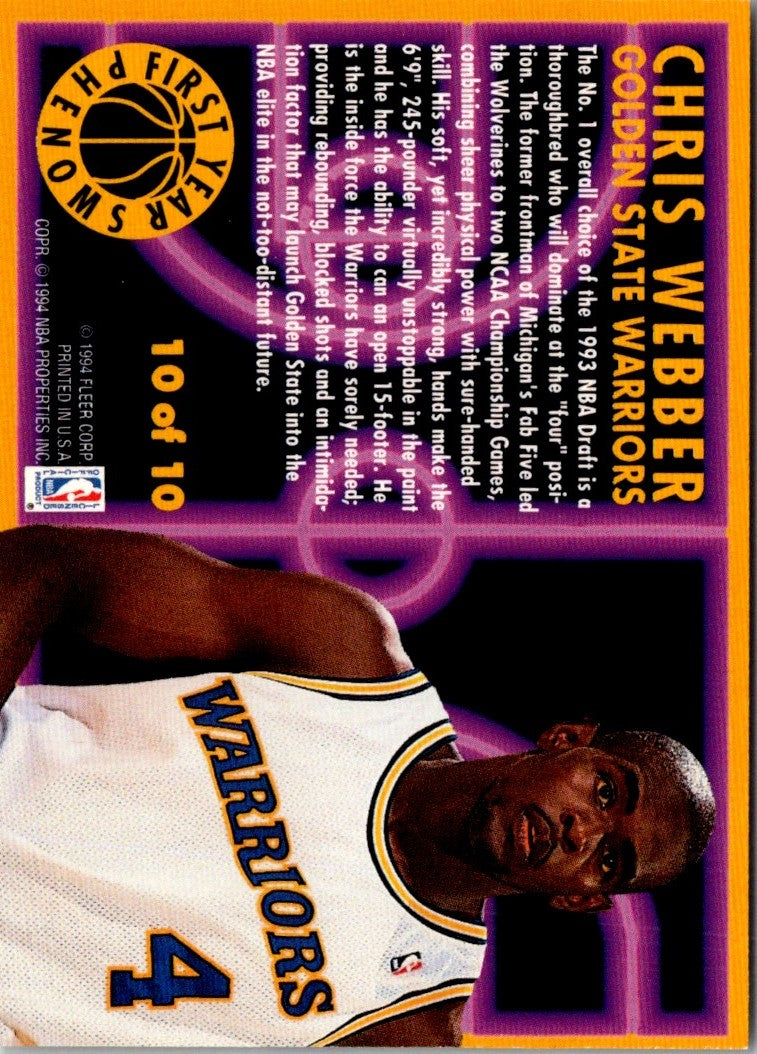 1993 Fleer First Year Phenoms Chris Webber