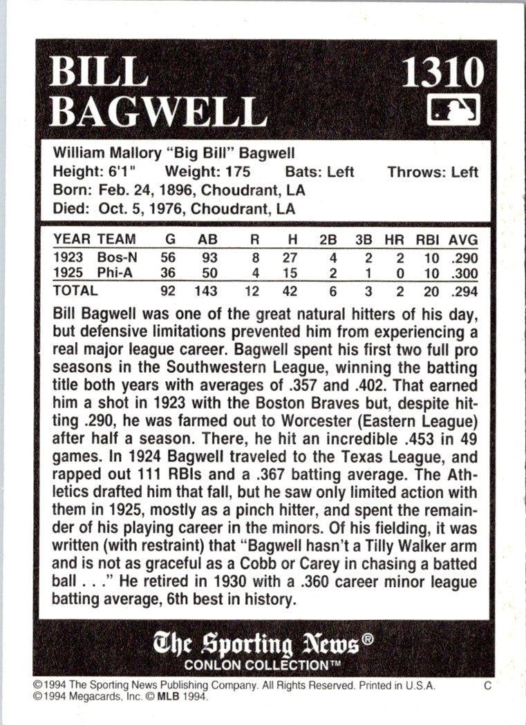 1994 Conlon Collection TSN Bill Bagwell