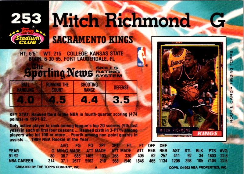 1992 Stadium Club Mitch Richmond