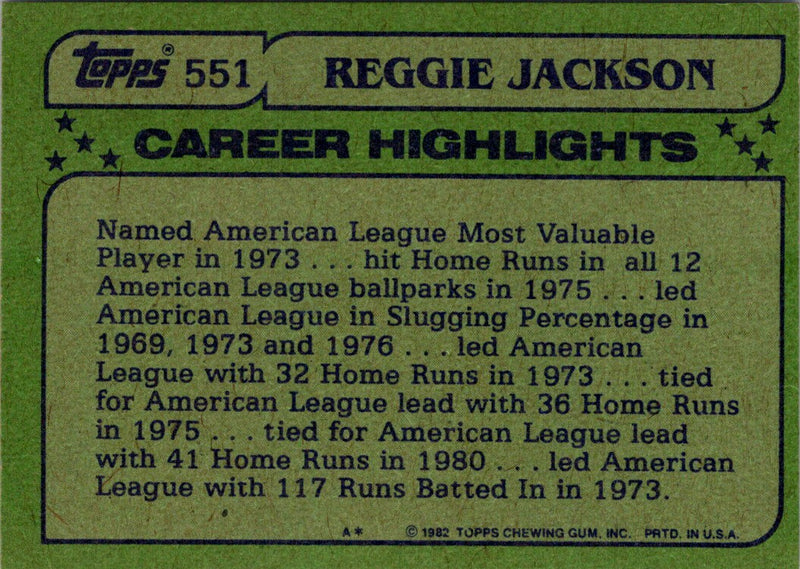 1982 Topps Reggie Jackson