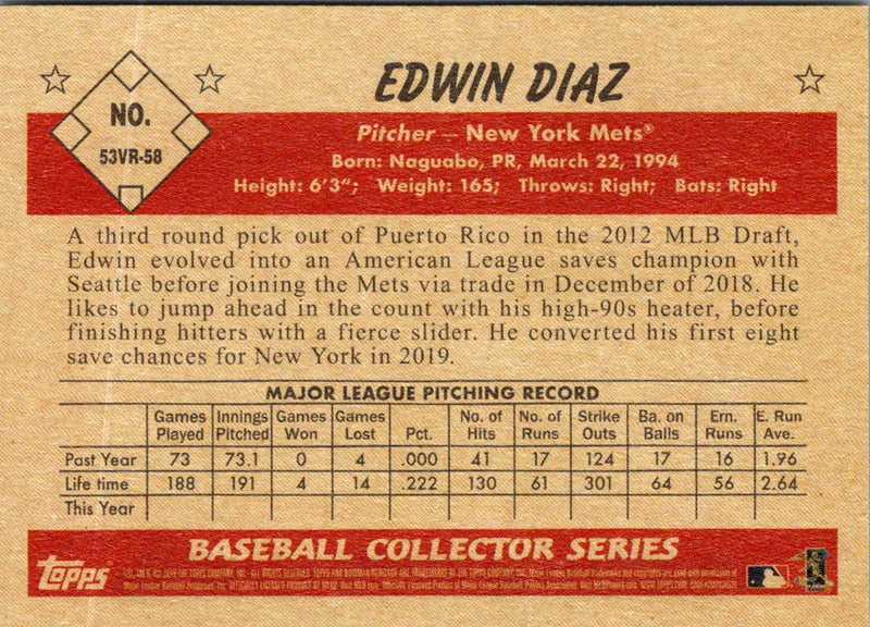 2019 Bowman Heritage Edwin Diaz