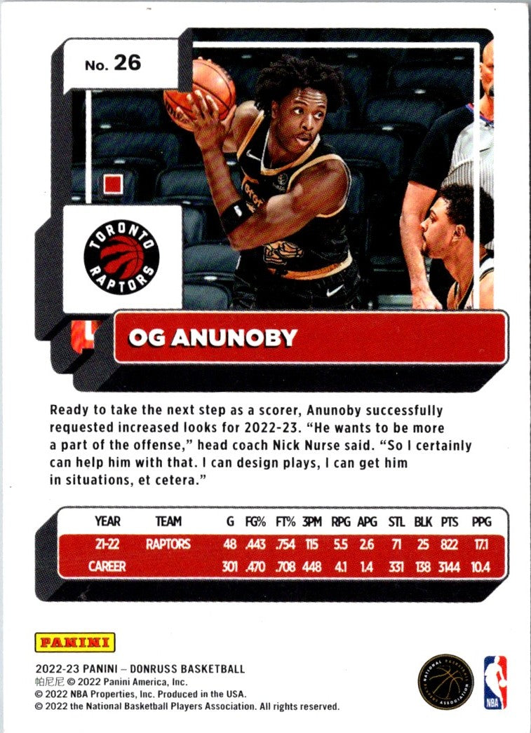 2022 Donruss Holo Laser Red/Gold OG Anunoby