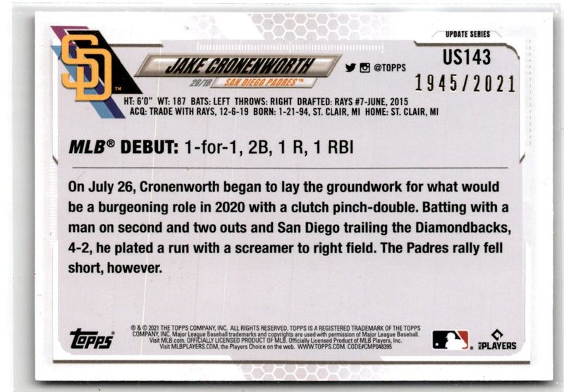 2021 Topps Update Gold Jake Cronenworth