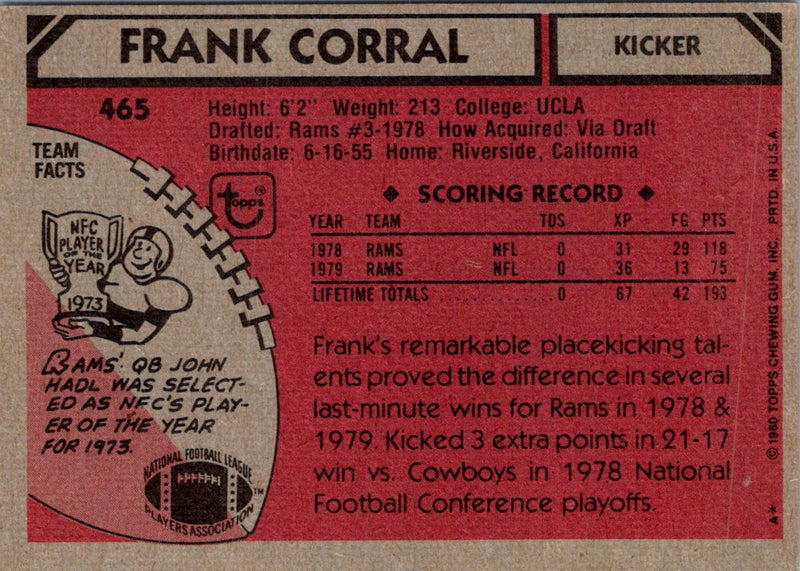 1980 Topps Frank Corral