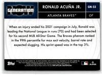 2022 Topps Generation Now Ronald AcuÃ±a Jr. #GN-33