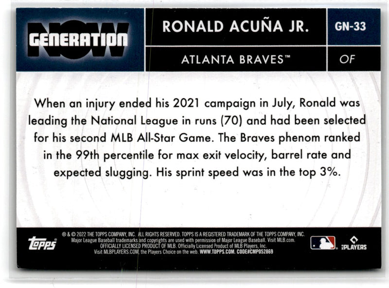 2022 Topps Generation Now Ronald AcuÃ±a Jr.