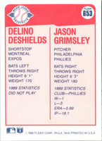 1990 Fleer Delino DeShields/Jason Grimsley #653 Rookie