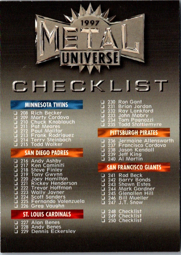 1997 Metal Universe Checklist ( #250
