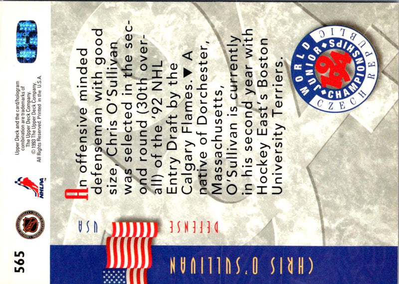 1993 Upper Deck Chris O'Sullivan