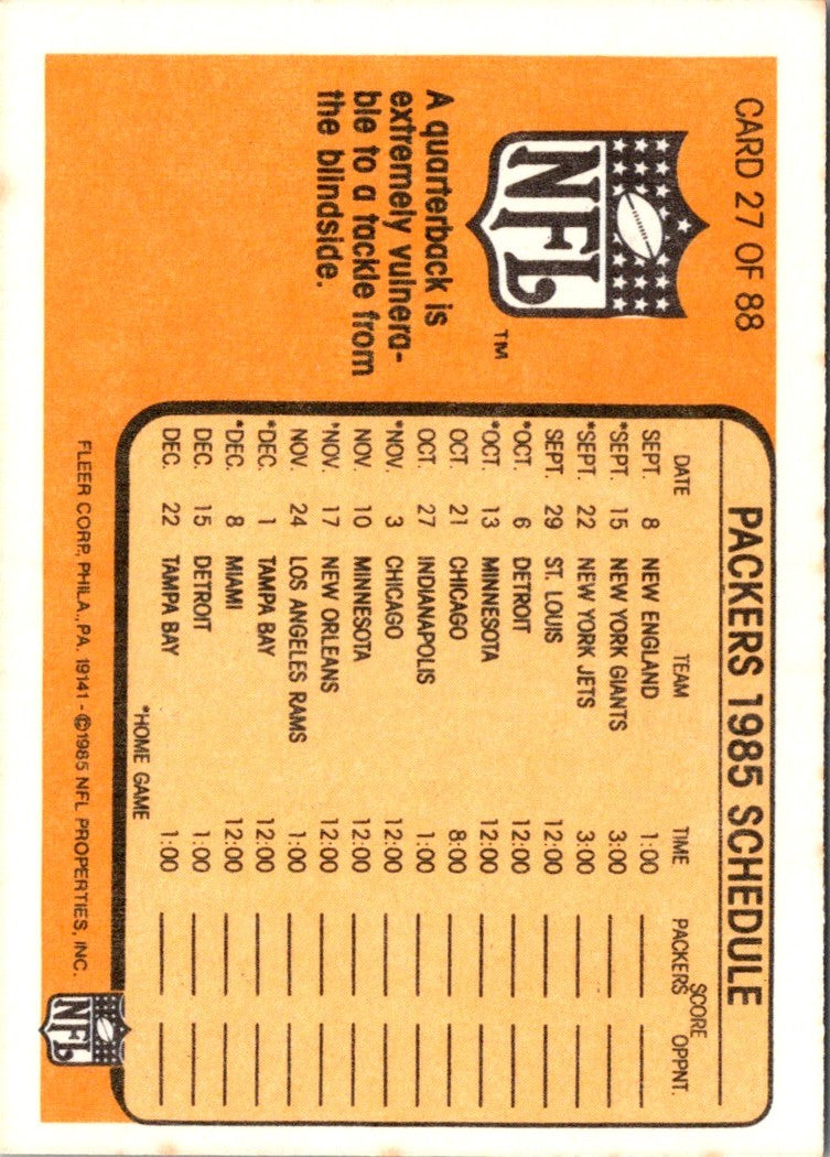 1985 Fleer Team Action Piggy-back Ride (1985 Schedule)