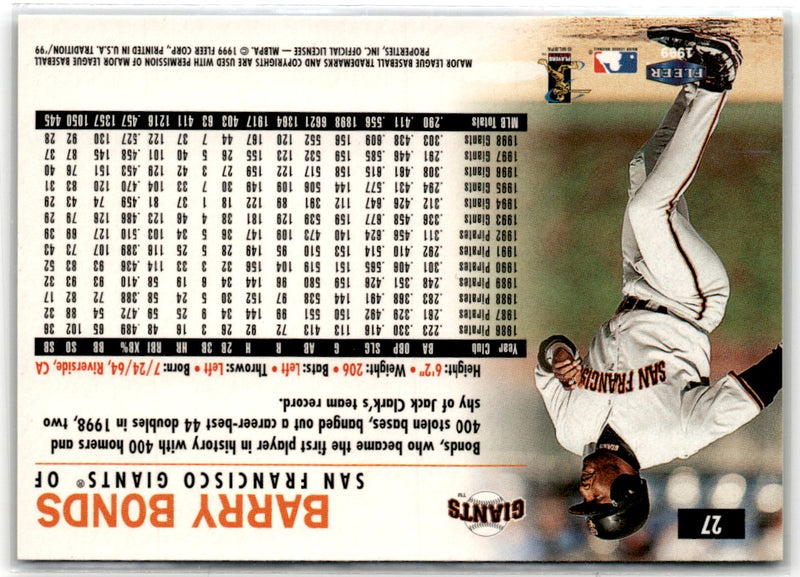 1999 Fleer Tradition Barry Bonds