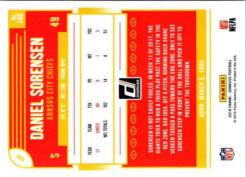 2018 Donruss Daniel Sorensen