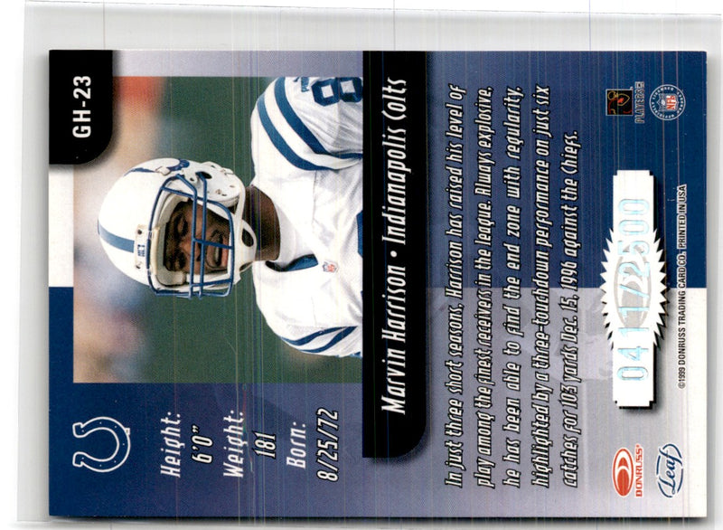 1999 Leaf Rookies & Stars Greatest Hits Marvin Harrison