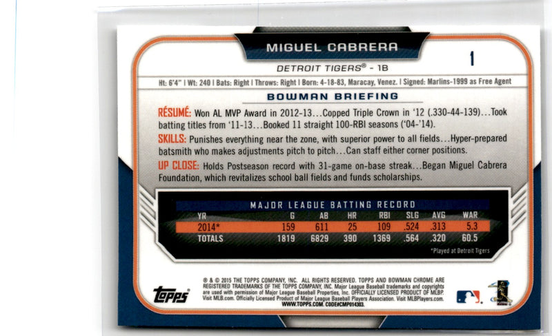 2014 Bowman Chrome Miguel Cabrera